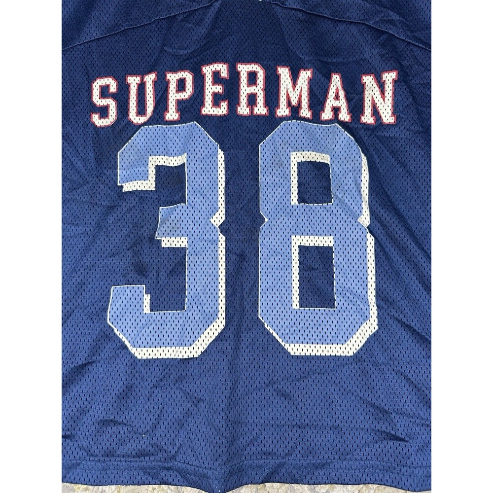 VTG DC Comics Superman #38 Mesh Football Jersey Men’s Size L Boxy Fit - Picture 2 of 7